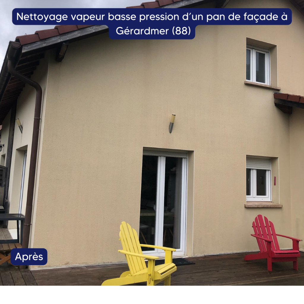 Nettoyage d'un pan de façade à Gérardmer (88)