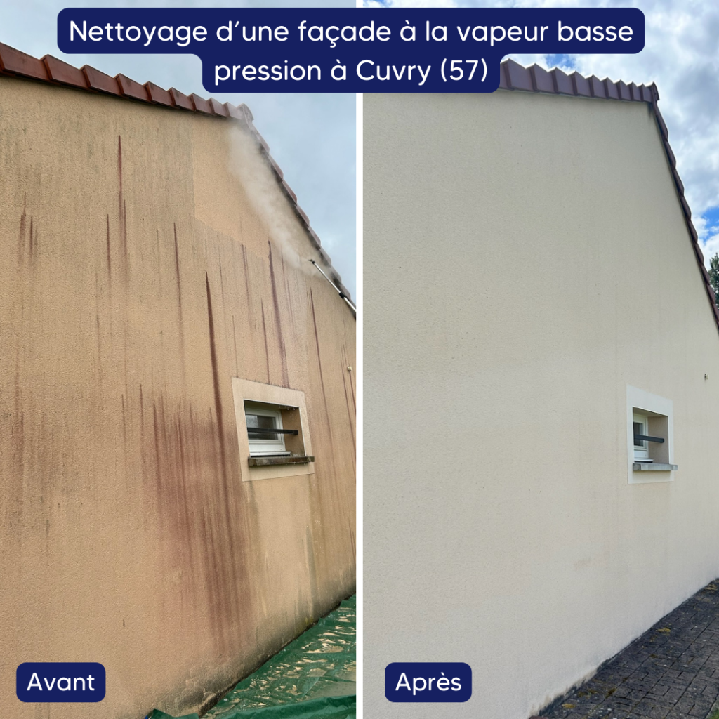 Nettoyage et imperméabilisation d'une façade à la vapeur basse pression à Curvy (57)