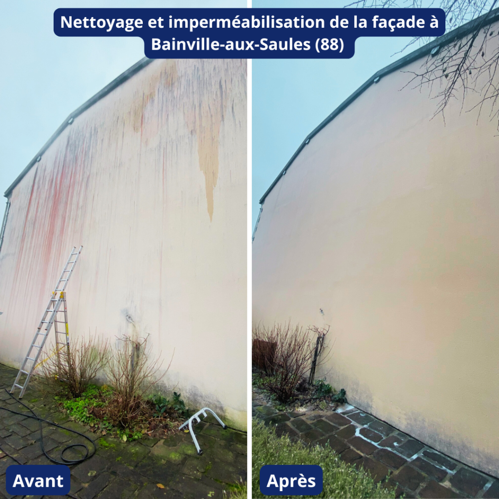 Nettoyage et imperméabilisation d'une façade à Bainville-aux-Saules (88)